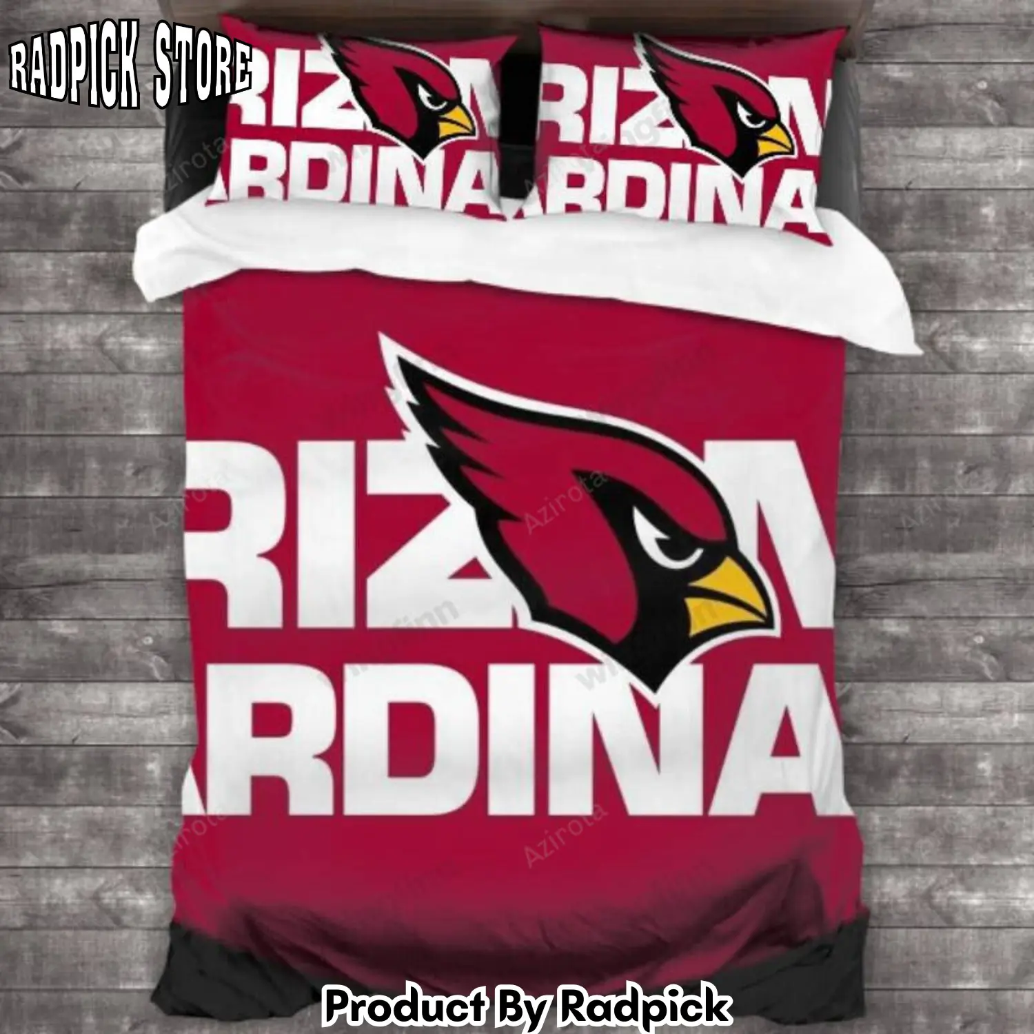 Radpick arizona cardinals 3pcs bedding set duvet cover and pillow cases 1487 rp3278706